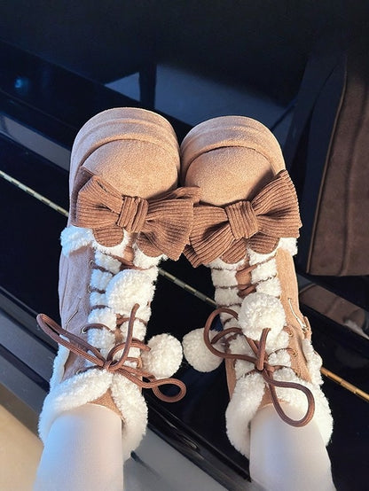 6cm/8.5cm Lolita Options Platform Snow Brown Sweet - Boots Sole