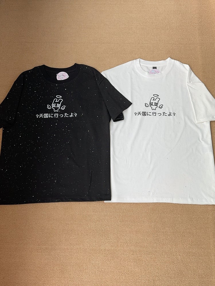 with Embellishment Crewneck White Sequins Wing Cotton T-shirt Pattern