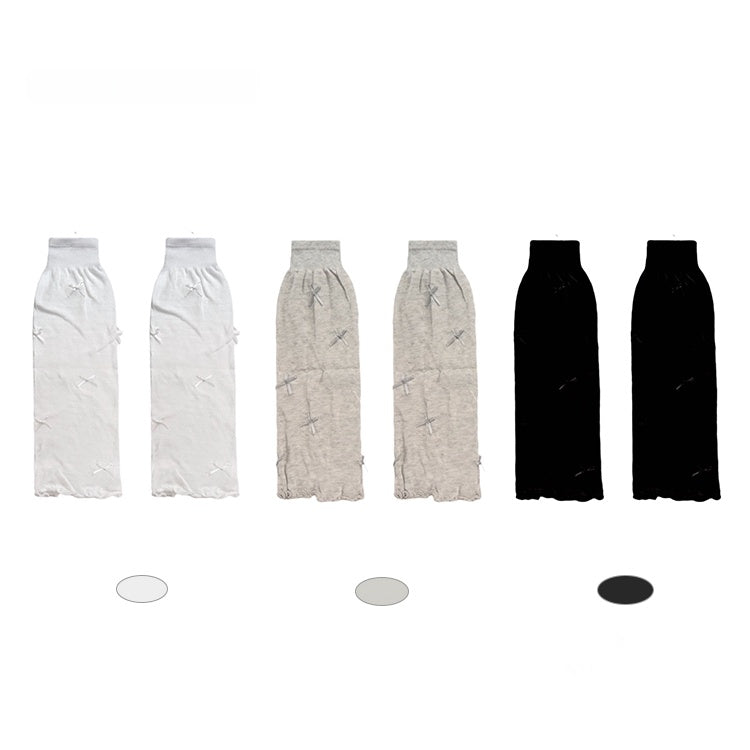 Leg Black/White/Gray Bowknot Ruffled Warmers Trim