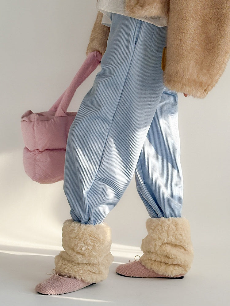 Leg Warmers Puffy Fur Faux Beige/Brown 30cm