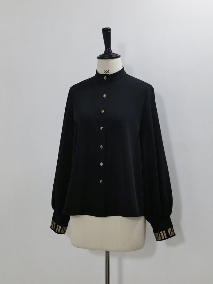 ロング刺繍シャツスタイルブラックカフスゴールドロリータ王子スリーブエジプト