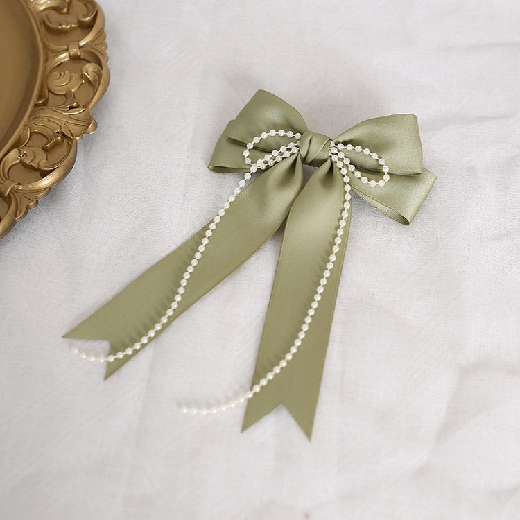 Perlengrüne Kette Bowknot Lolita Haarspange Groß Country