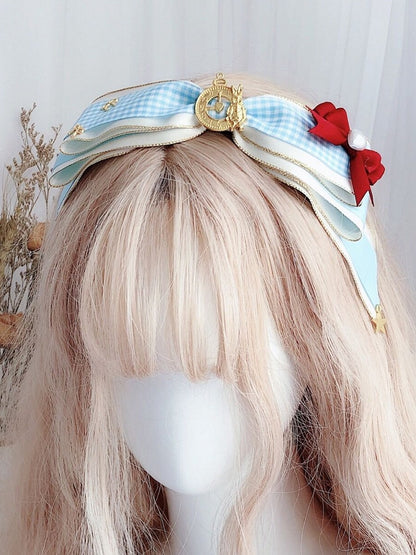 Bowknot in Pattern KC Wonderland Alice Clock Plaid BlueWhite Vibes Decorated