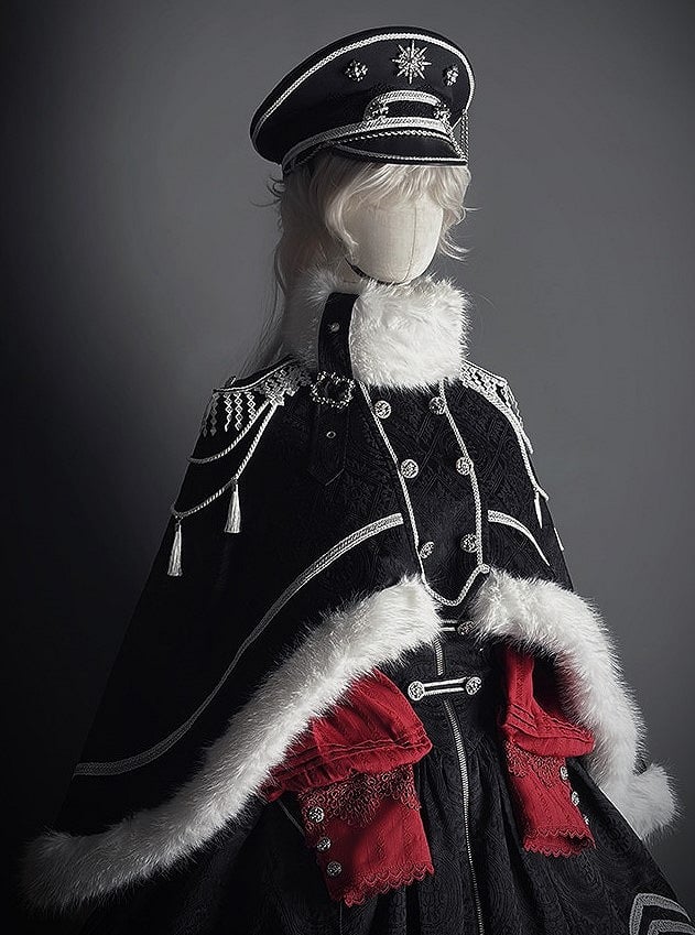 Military Lolita Chain Hat – Black & Silver, Alice Girl