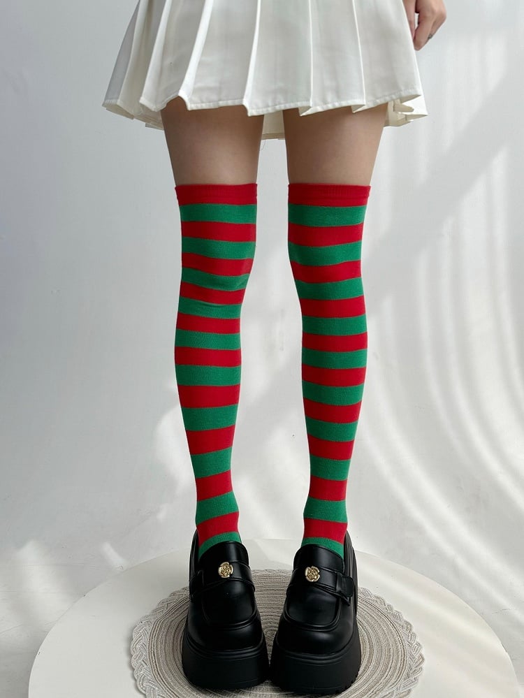 Striped Y2K Overknee Options Color Stockings 4