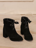 Schwarze Lolita-Stiefel mit normaler/dicker Manschette und hohem Absatz