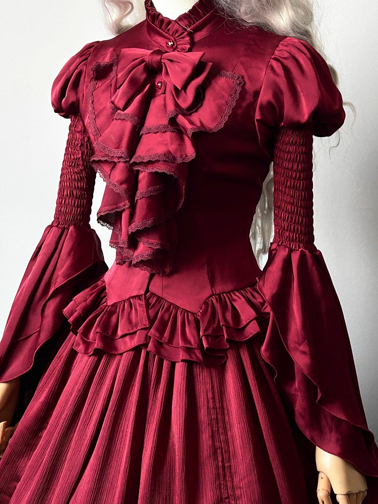 Red Puff Short Sleeves Gothic Lolita  Blouse