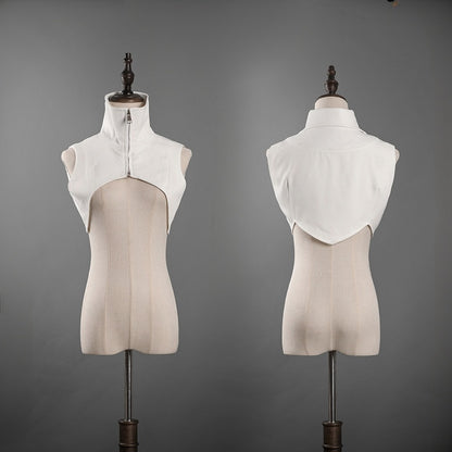 White High Neck Gothic Lolita Sleeveless Cropped Top