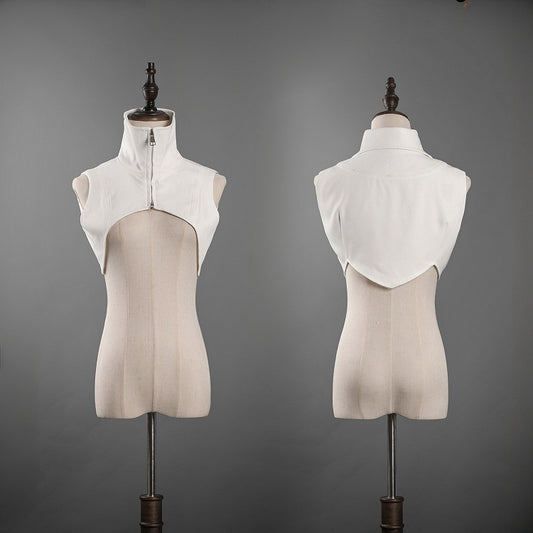 White High Neck Gothic Lolita Sleeveless Cropped Top