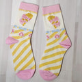 Sweet Lolita Striped Calf Socks with Bowknots in Pink and Yellow