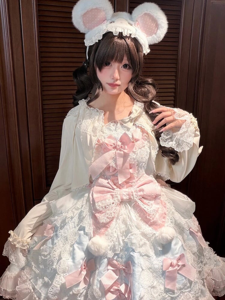 Long-Sleeve Lolita Top in 8 Colors with Lace Trim - Star Fantasy