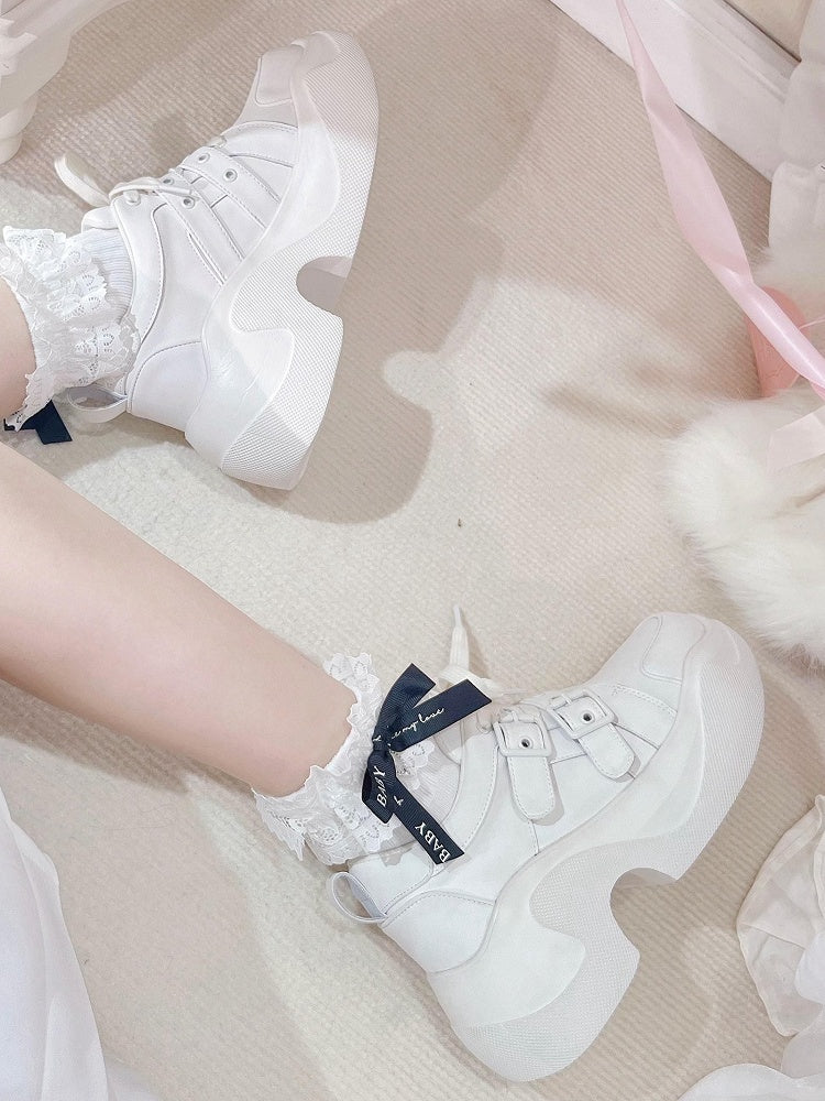 Closure Traditional - Height Straps 7cm Gothic Heel in with Sneakers Buckle White Version Regular Lacing