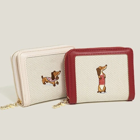 Embroidery Design Cute 4 with Purse Colors Coin Dog