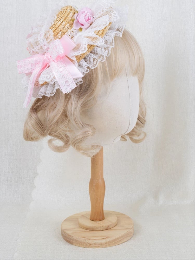 Mini-chapeau de paille Lolita 4 couleurs