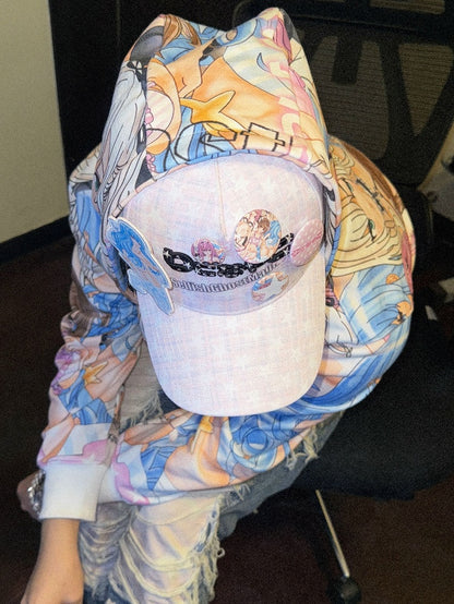 Adjustable Fashion Pink Plaid  Hat Gyaru Cap