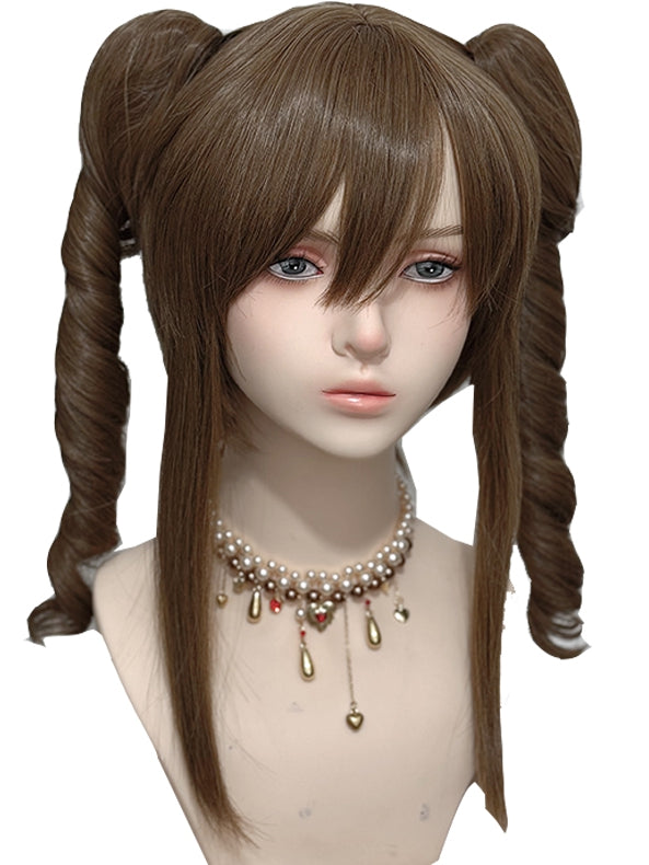 ウェーブ＋2クリップ ミディアムポニーテール ブラウン クローウィッグ