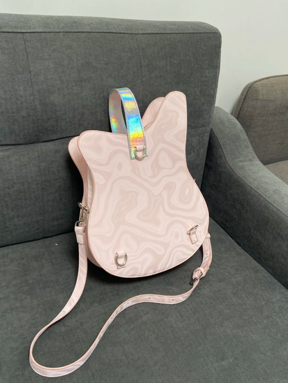 Guitar-Shaped Bag Accents Cute Heart Dreamy Ita With Style 2-Way Pink Chain Y2K