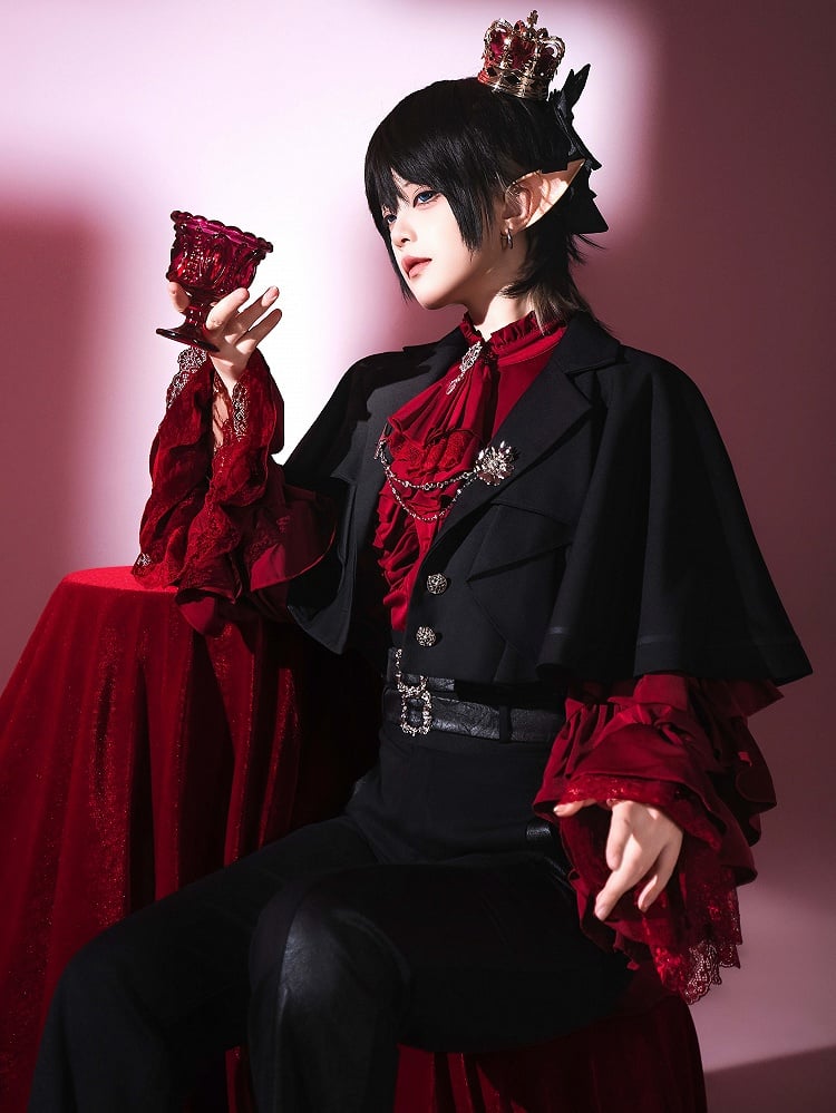 Ouji Black Lolita Blazer Cape Collar