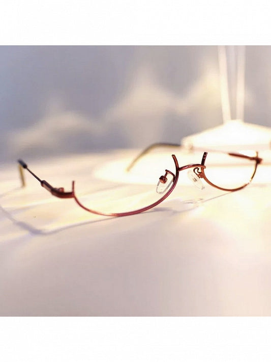 Punk Wine Red Half-Frame Glasses - Mr. Cat