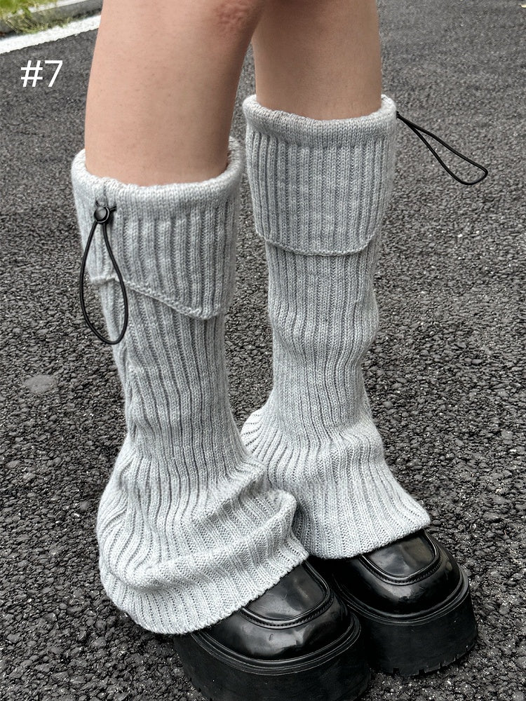 8 Options Drawstring Knitted Leg Warmers