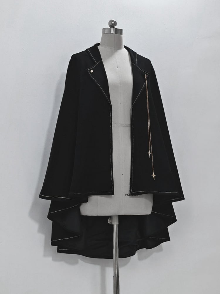 黒王子ロリータファッションハイローヘムラインケープ