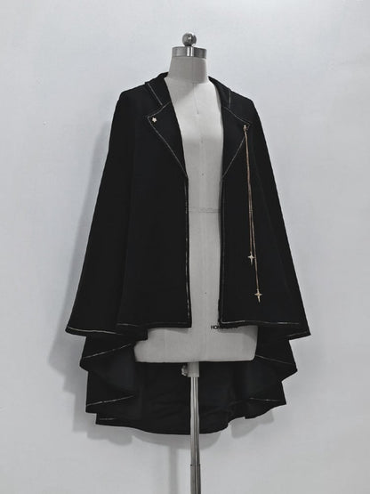 黒王子ロリータファッションハイローヘムラインケープ