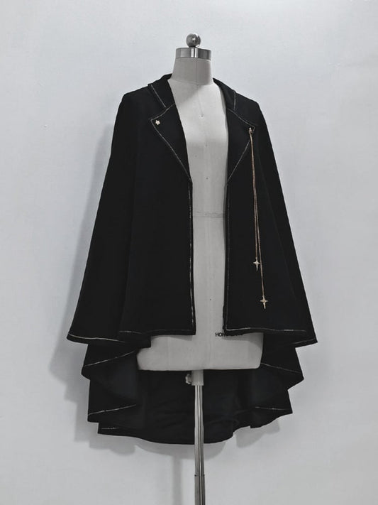 黒王子ロリータファッションハイローヘムラインケープ