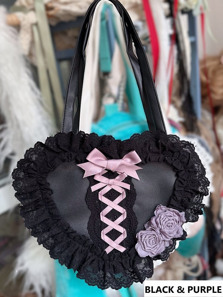 Shoulder Options Trim Lace Heart-shaped Lolita Bag 6 Color