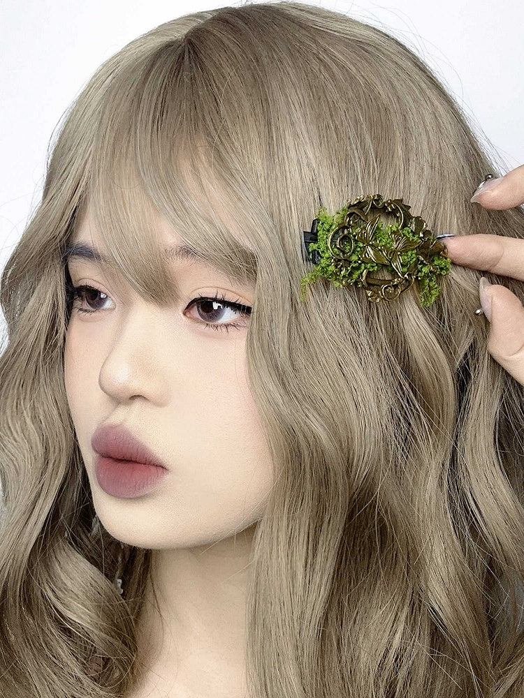 Bronze Schmetterling Grünes Moos Mori Kei Haarspange