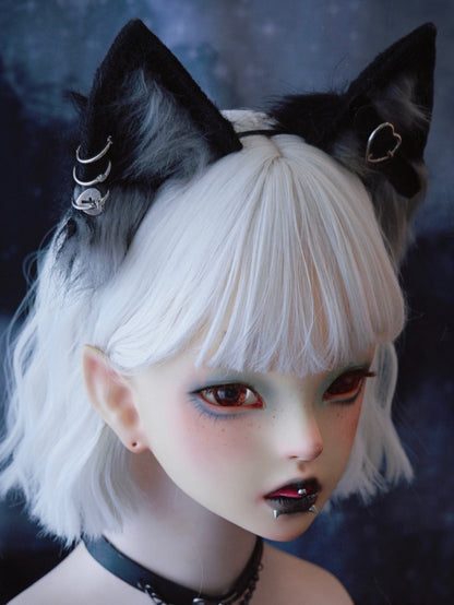Details Black KC Heart Decorated Cat Ear