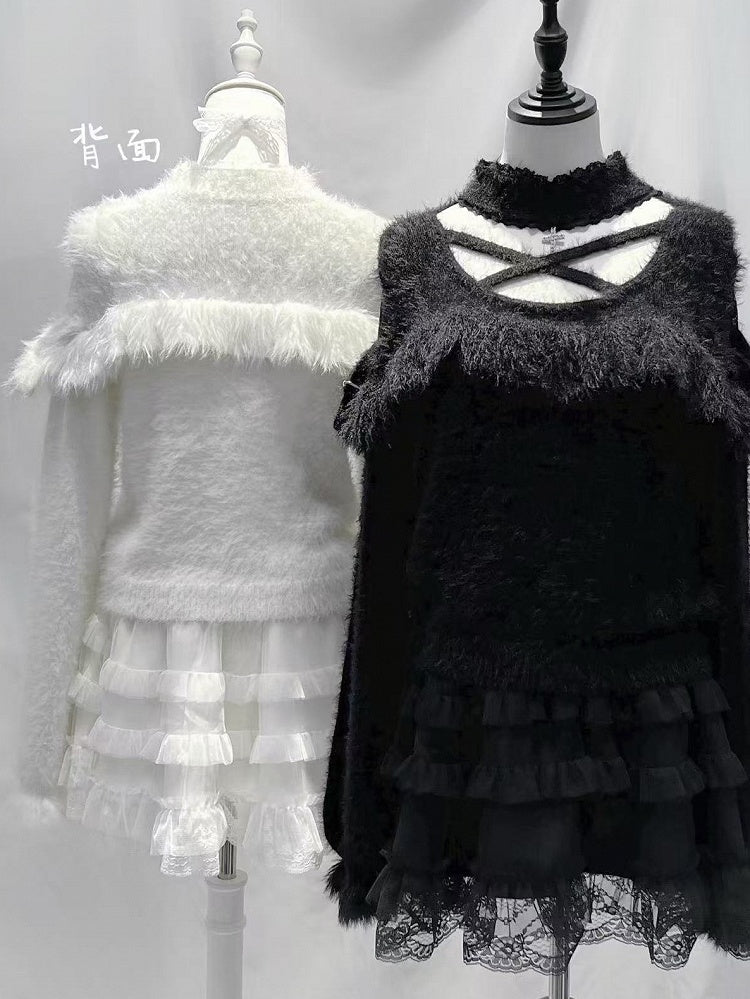 White Criss-cross with Sweater Neckline