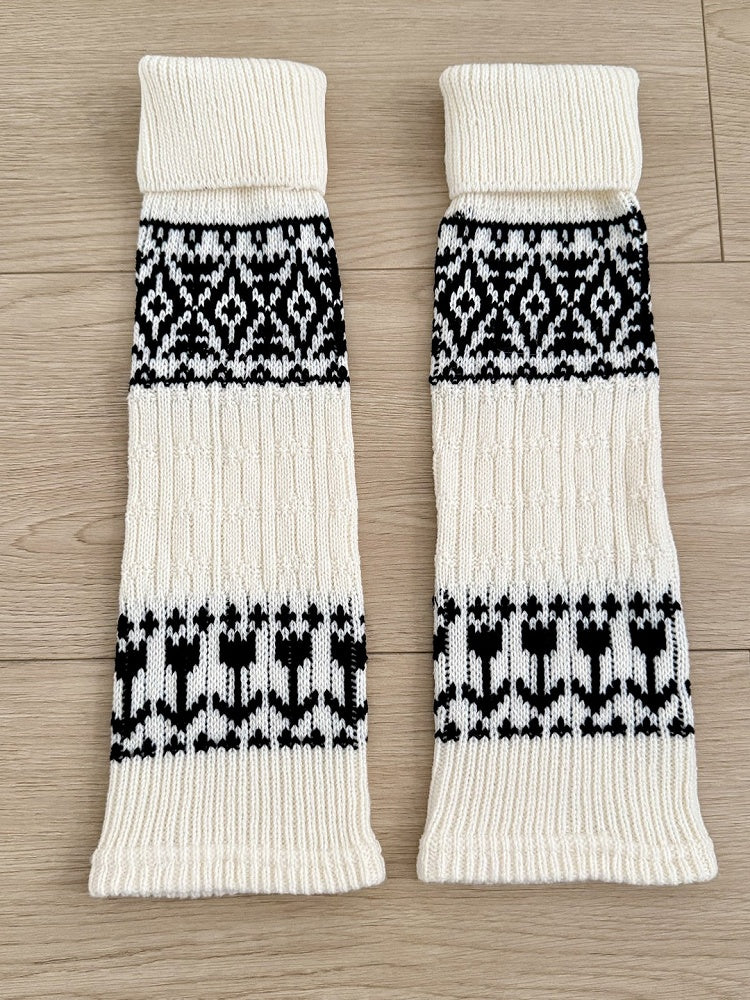Fair Isle Leg Nordic Colors Knit 5 Warmers -