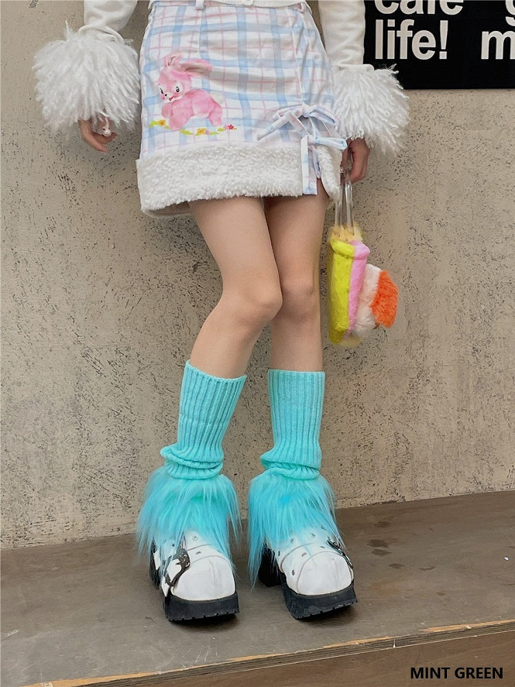Knitted Cuff Leg Warmers Options Fuzzy 12 Color