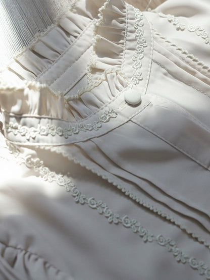 Classic Ruffle Lolita Blouse with Lace - Tiny Garden
