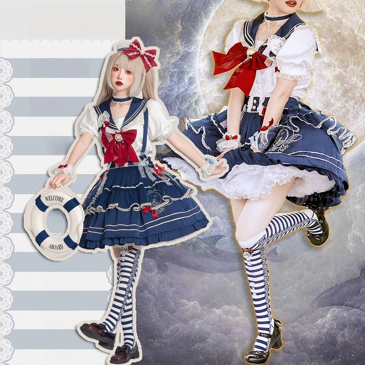 3 Colors Nautical Striped Pattern Knitted Calf Socks