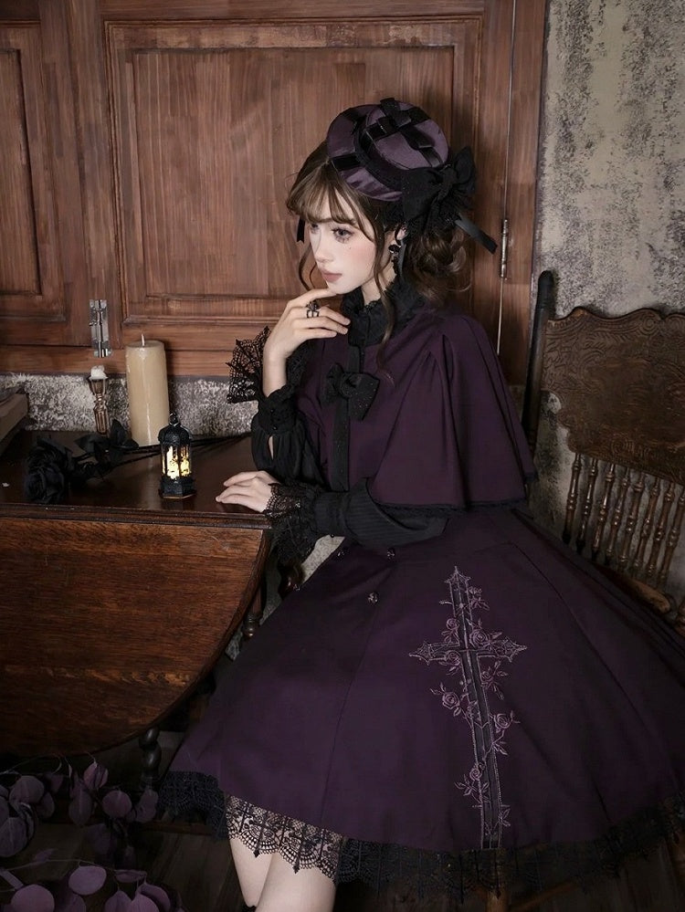 Gothic Accessory Bundle: Headband, Brooch, Bag, Mini Hat - iris de nuit