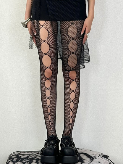 Black/White/Red Cut-out Tights Design