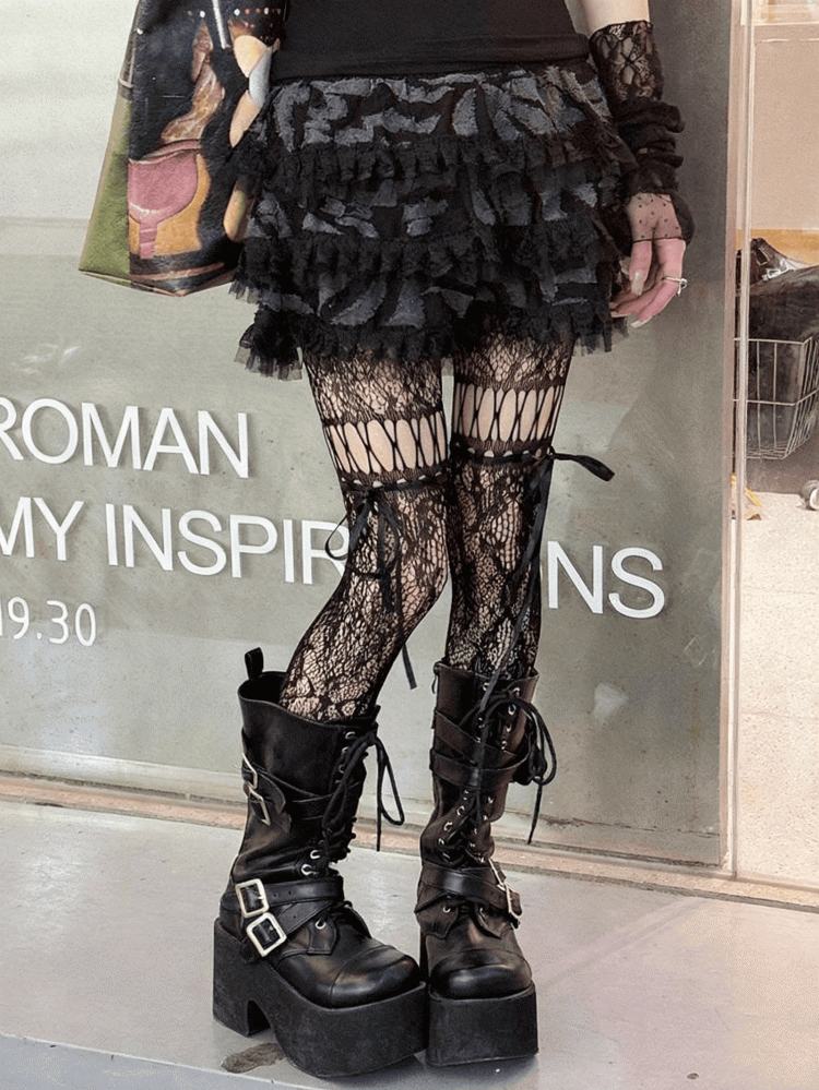 Options Design Color Y2K Bow Tights Ribbon Cut-out 6