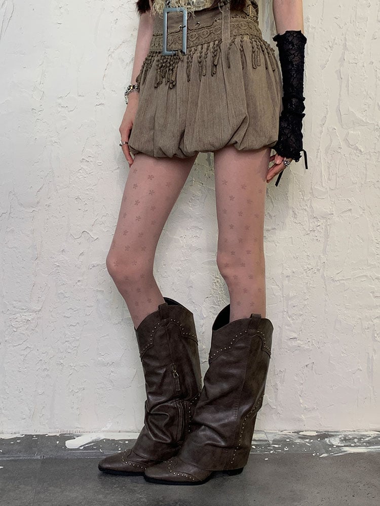 コーヒーウェイストランドフローラルスタープリントタイツ