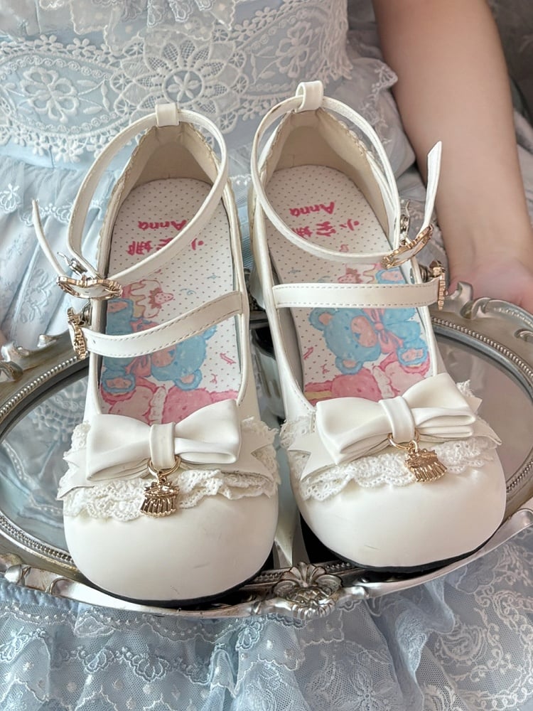 Mary Sweet Round White with Toe Top Lolita Bow Jane in