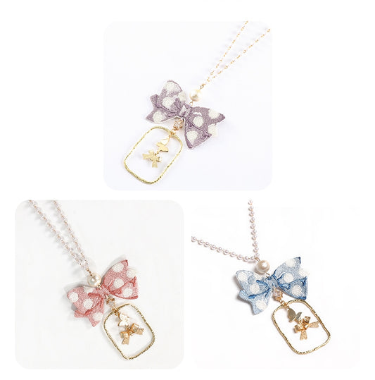 Rosa / Blau / Lila Halskette mit Schleifenanhänger