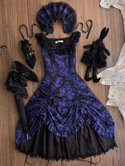 Purple Lace Trim JSK Gothic Lily - Miss Point