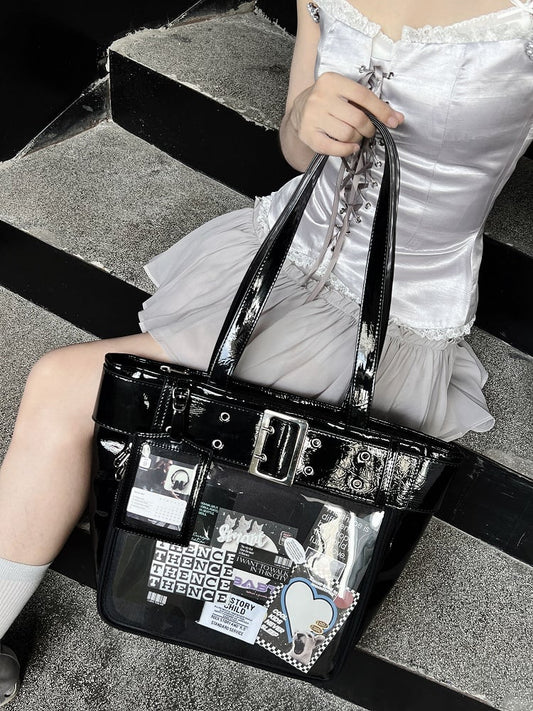 Belt Ita Bag Accent Tote Black with