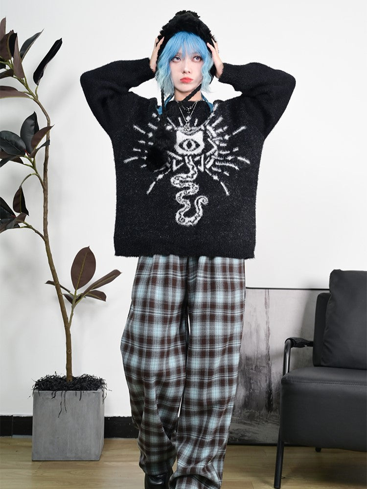 with Mythical Faux Sweater Gothic Jacquard Cheongsam Mink Black Cat