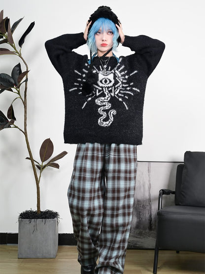 with Mythical Faux Sweater Gothic Jacquard Cheongsam Mink Black Cat