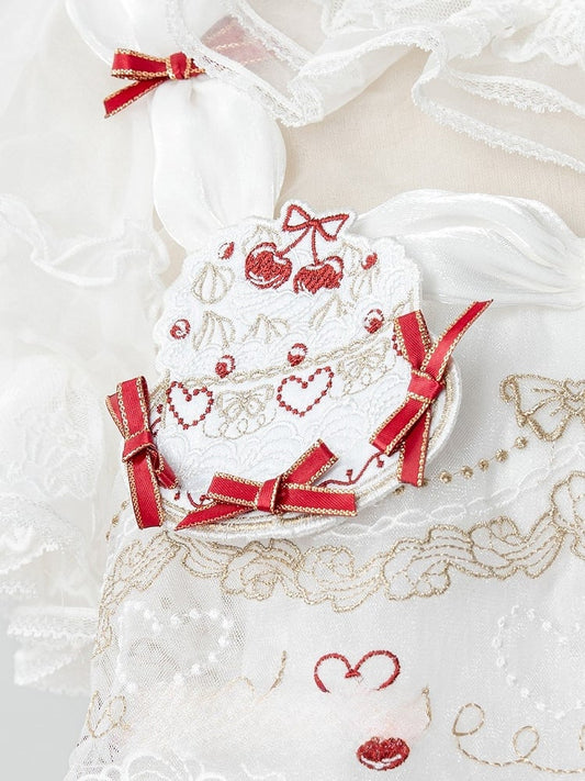 Brooch Embroidered Lolita Cherry Cake