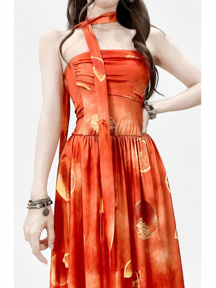 Holiday Orange Tube Sacrrum Kleid mit