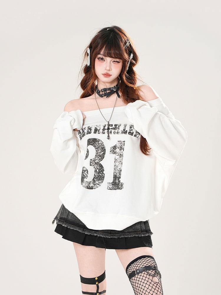 Schwarz/Weiß Off-the-Shoulder