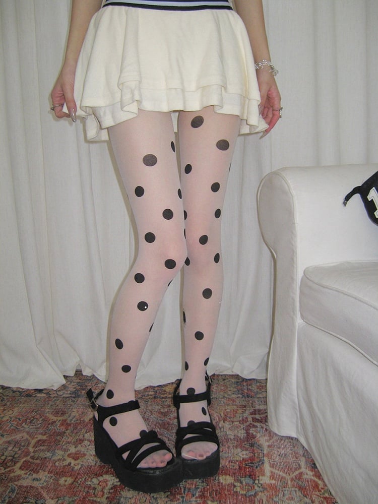 Polka Collection) 12-Style Dot (Vintage Edgy Pantyhose