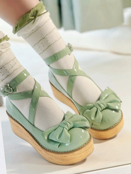 Platform Sweet Lolita Straps with Shoes Crisscross Green